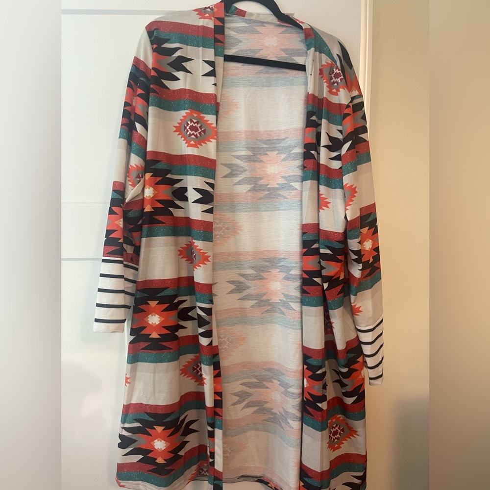 Aztec and striped cardigan size 3x
